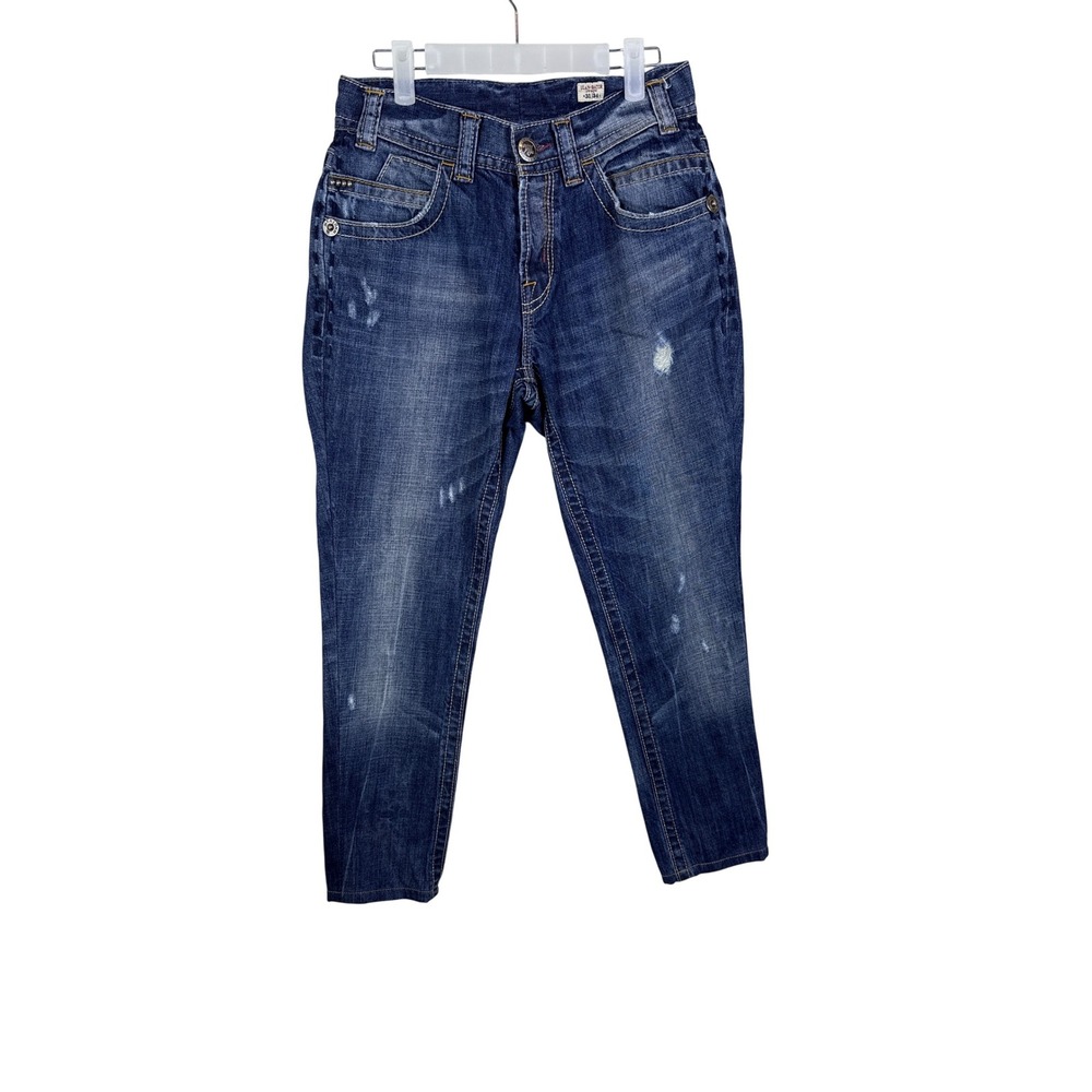 Mek DNM Ulan-Bator Straight Leg Jeans Distressed Blue Denim Women Size 30x26